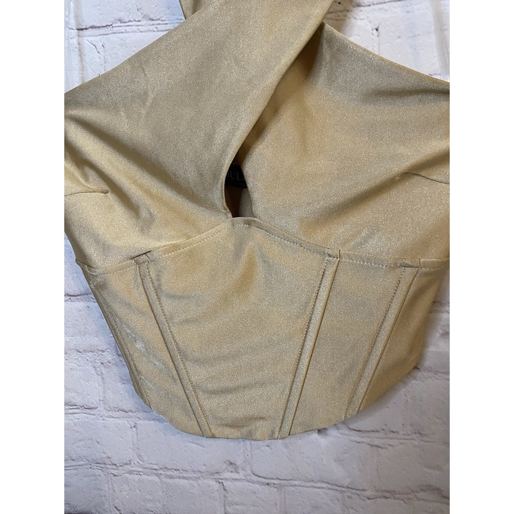 Beige Satin Hook & Eye Closure Corset Bustier Top